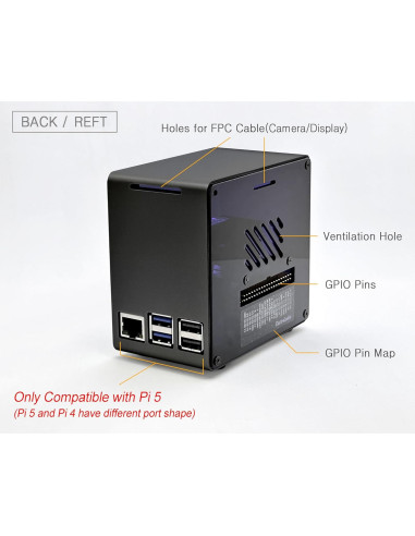 Caja Mini Torre Aluminio ElectroCookie para Raspberry Pi 5 con HAT NVMe