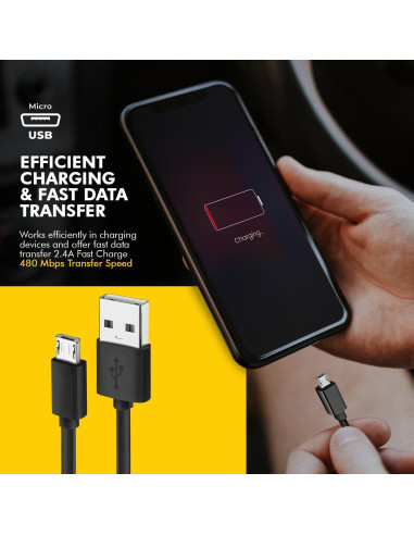 Cable MicroUSB Carga Rápida 2.0 1.8M VOLT+ Compatible Raspberry Pi