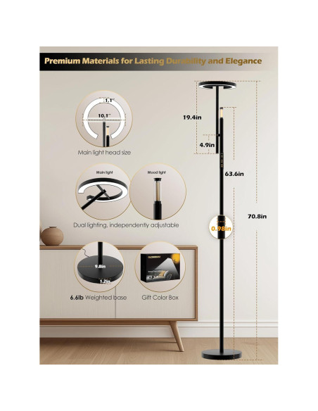 Lámpara de Suelo Inteligente GLOWRIUM H1 10000 Lux Regulable Lámpara de Suelo Inteligente GLOWRIUM H1 10000 Lux Regulable