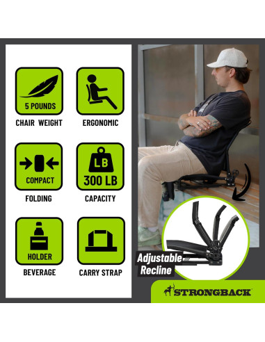 Asiento de Estadio STRONGBACK 410SC-BKGR con Soporte Lumbar