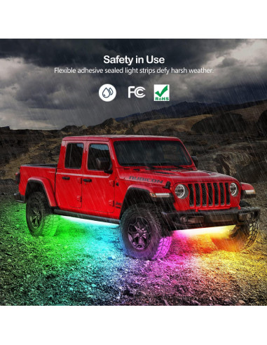 Luces LED Underglow Yielinth YLCUL002, 6 Piezas RGB Impermeables