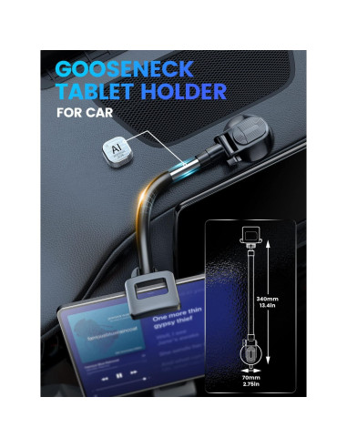 Soporte para Tablet eSamcore para Coche, Abrazadera Profunda 40mm