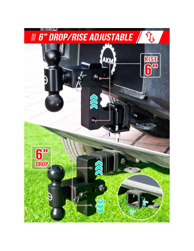 Enganche de Remolque Ajustable AKM 6" Aluminio 12,500 LBS