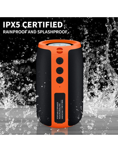 Altavoz Bluetooth MusiBaby M68 Naranja Impermeable 24H Altavoz Bluetooth MusiBaby M68 Naranja Impermeable 24H