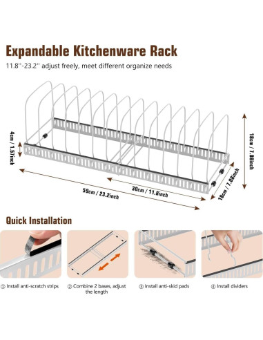 Organizador de Cocina Housolution Blanco con 14 Divisores Ajustables