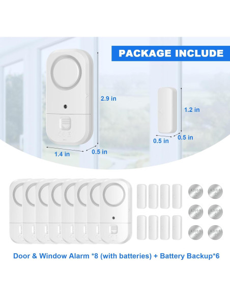 Alarmas para Puertas y Ventanas ANKOSHUN - Paquete de 8 Alarmas para Puertas y Ventanas ANKOSHUN - Paquete de 8
