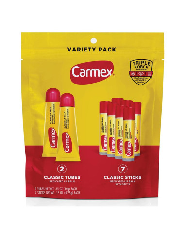 Carmex Balsamo Labial Medicado Hidratante 9 Piezas