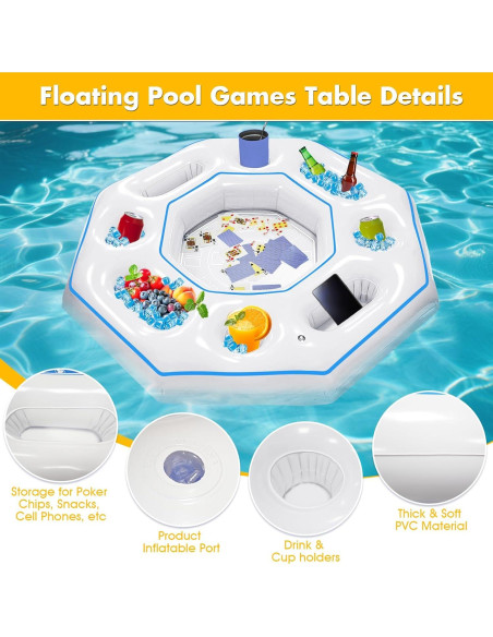 Mesa de Juego Inflable Octagonal Lanathel con Cartas Impermeables Mesa de Juego Inflable Octagonal Lanathel con Cartas Impermeables