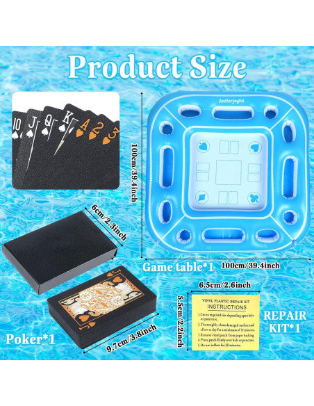 Mesa Flotante Grande Justforjoyful 99 cm para Piscina con Cartas Mesa Flotante Grande Justforjoyful 99 cm para Piscina con Cartas
