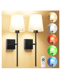 Juego de Apliques de Pared Recargables JOFIOS 2 Unidades Negro