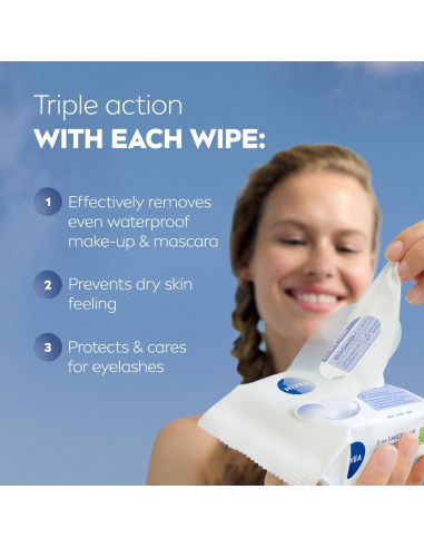 Toallitas Limpiadoras Faciales NIVEA 3-en-1 40 Unidades