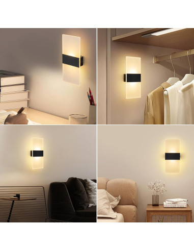 Juego de Apliques de Pared LED SURPALIG 2PCS Táctil 4000mAh