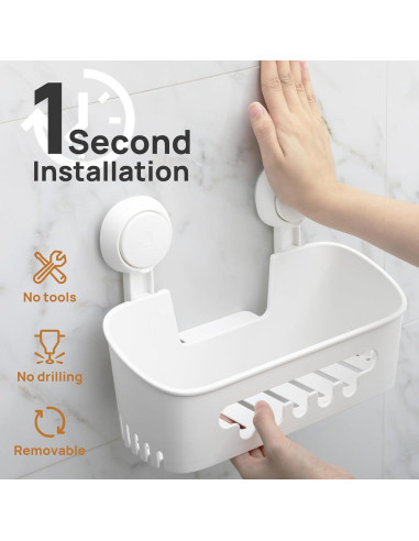 Caddy de Ducha LEVERLOC Blanco Impermeable 10kg Organizador