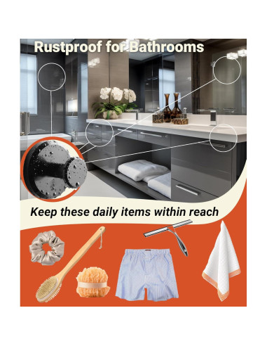 Ganchos de Ventosa Kitston Negros para Ducha y Cocina - Paquete de 2