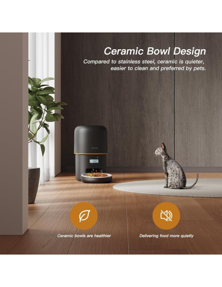 Comedero Automático para Gatos Yuposl 2L Cerámica Negro Comedero Automático para Gatos Yuposl 2L Cerámica Negro