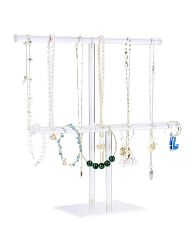 Soporte de Joyería Acrílico Suneerplay Torre 2 Niveles 9.4x25.9cm