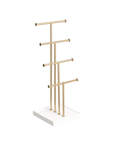 Soporte para Joyas 4 Niveles Amazon Basics - Blanco/Latón Soporte para Joyas 4 Niveles Amazon Basics - Blanco/Latón