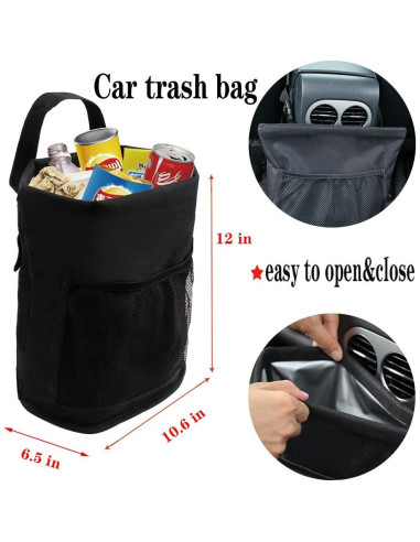 Basurero de Coche Qichebox Impermeable 11.4L Ajustable