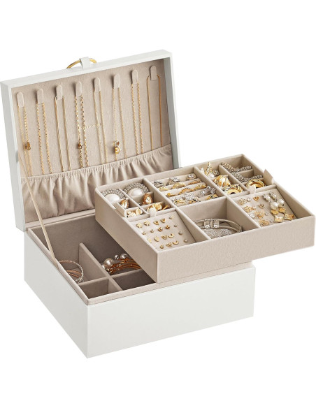 Caja de Joyería SONGMICS 2 Capas Blanco Organizador Elegante Caja de Joyería SONGMICS 2 Capas Blanco Organizador Elegante