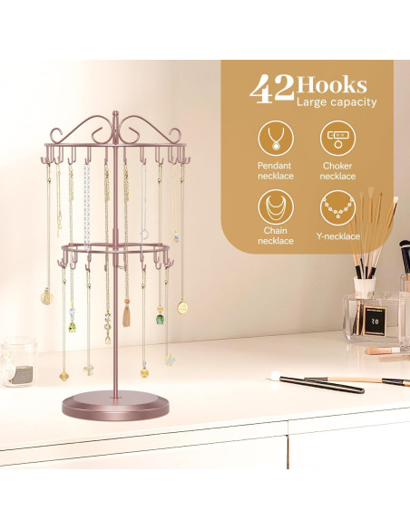 Soporte Organizador de Collares MODOWEY Oro Rosa 2 Niveles Soporte Organizador de Collares MODOWEY Oro Rosa 2 Niveles