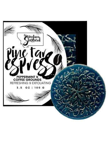 Jabón Artesanal de Espresso y Alquitrán de Pino 100 g - Refrescante