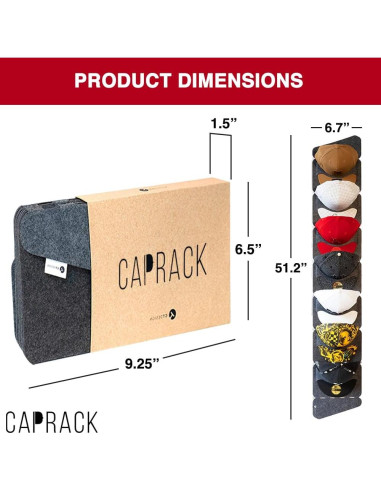 Organizador de Gorras Caprack para Pared - Soporte Gris Oscuro