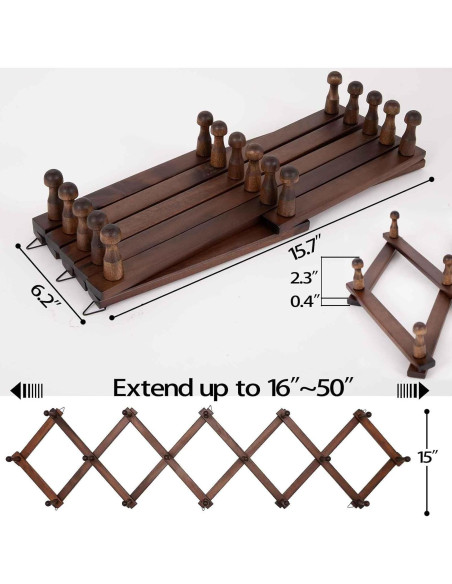 Perchero de Sombreros SCUNDA para Pared 16 Ganchos Madera Perchero de Sombreros SCUNDA para Pared 16 Ganchos Madera