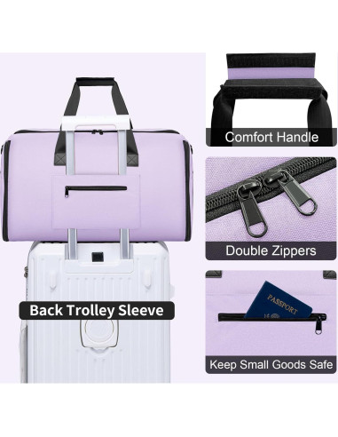 Bolsa de viaje tipo duffel 2 en 1 para prendas y laptop
