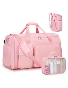 Bolsa de Ropa de Viaje 2 en 1 Rosa - Duffle Convertible con Compartimentos
