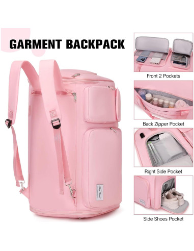 Bolsa de Ropa de Viaje 2 en 1 Rosa - Duffle Convertible con Compartimentos