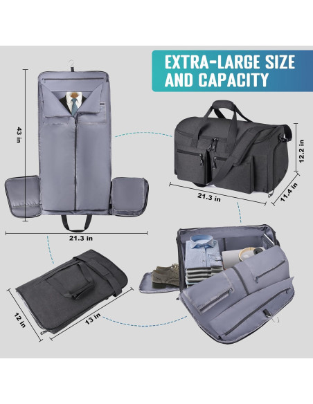 Bolsa de viaje 2 en 1 HILOMON para trajes y ropa - Negro Bolsa de viaje 2 en 1 HILOMON para trajes y ropa - Negro