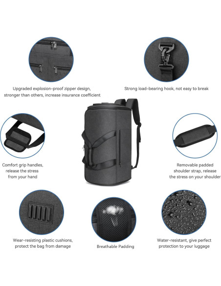 Bolsa de Viaje Bukere 3 en 1 Unisex 55L Gris Medianoche Bolsa de Viaje Bukere 3 en 1 Unisex 55L Gris Medianoche