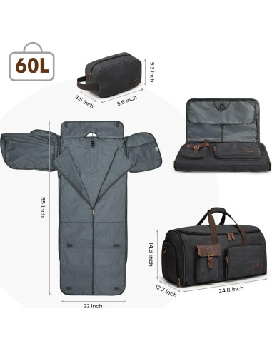 Bolsa de Ropa de Viaje S-ZONE 60L Duffle Colgante Negra