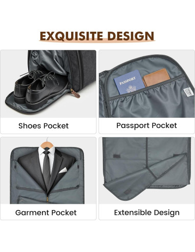 Bolsa de Ropa de Viaje S-ZONE 60L Duffle Colgante Negra