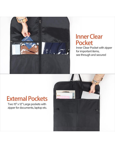 Bolsa de Ropa de Viaje Syeeiex 127 cm Oxford Negra con 6 Bolsillos Bolsa de Ropa de Viaje Syeeiex 127 cm Oxford Negra con 6 Bolsillos
