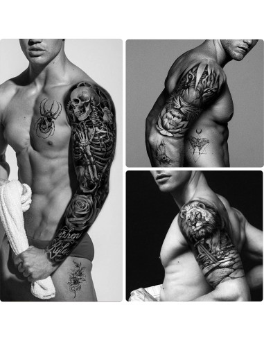 46 Hojas de Tatuajes Temporales Yazhiji - Calaveras y Animales