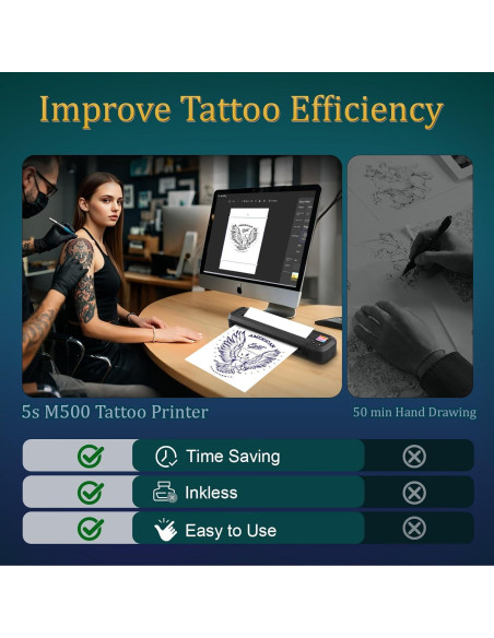 Impresora de Plantillas de Tatuaje Bagana M500 Inalámbrica A4 Impresora de Plantillas de Tatuaje Bagana M500 Inalámbrica A4