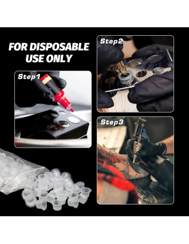 Tazas de Tinta para Tatuajes Romlon 1000 Pcs Plástico Transparente