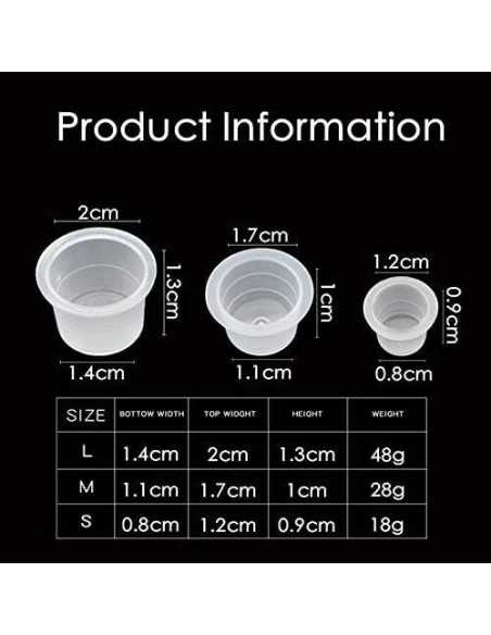 Tazas de Tinta para Tatuajes UPTATSUPPLY 300 Piezas Mixto Tazas de Tinta para Tatuajes UPTATSUPPLY 300 Piezas Mixto