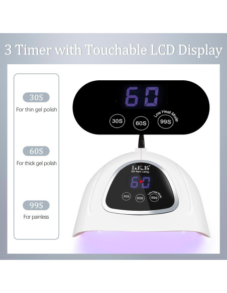 Lámpara de Uñas UV LED LKE 72W con Pantalla Táctil y Temporizador Lámpara de Uñas UV LED LKE 72W con Pantalla Táctil y Temporizador