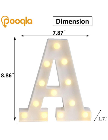 Luz LED Decorativa Letra A Pooqla 23.4x20.6 cm