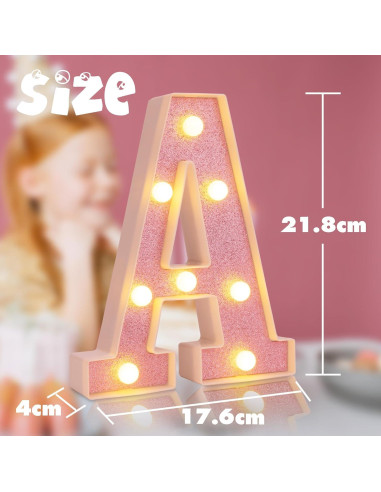 Letras Iluminadas LED Rosa DyingSwan 21.8 cm para Decoración