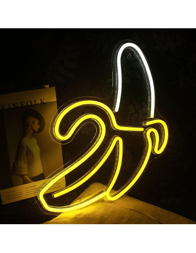Letrero de Neón Plátano LED 28x50cm LUCUNSTAR Amarillo Cálido