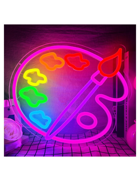 Luz de Neón LED Paleta de Pintura Zikdhf Regulable 34cm Luz de Neón LED Paleta de Pintura Zikdhf Regulable 34cm