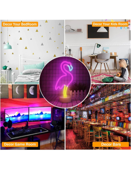 Luz de Neón LED Flamingo Rosa VIFULIN - Decoración Infantil Luz de Neón LED Flamingo Rosa VIFULIN - Decoración Infantil