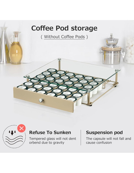 Soporte para cápsulas de café Lycklig, vidrio templado, 36 K Cups Soporte para cápsulas de café Lycklig, vidrio templado, 36 K Cups