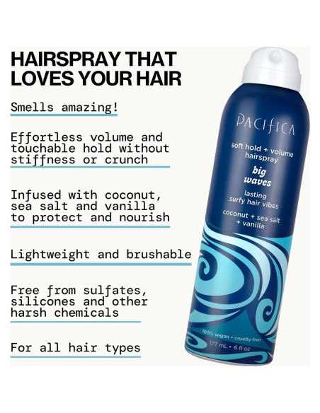 Laca para el Cabello Pacifica Big Waves 177 ml - Coco y Vainilla Laca para el Cabello Pacifica Big Waves 177 ml - Coco y Vainilla