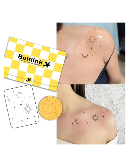 Tatuajes Semipermanentes Boldink Sol y Luna 1 - 7-14 Días Tatuajes Semipermanentes Boldink Sol y Luna 1 - 7-14 Días