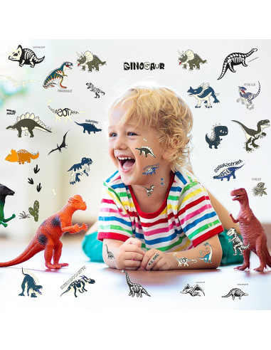 Tatuajes Temporales Brillantes Dinosaurios Zonon - 90 Diseños