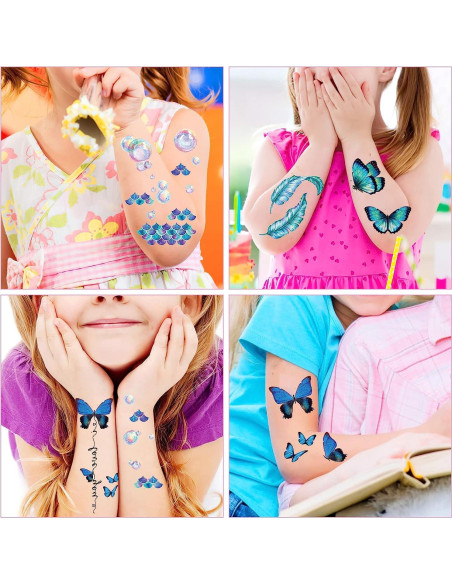 Tatuajes Temporales de Mariposa Brillante Konsait - 12 Hojas Tatuajes Temporales de Mariposa Brillante Konsait - 12 Hojas